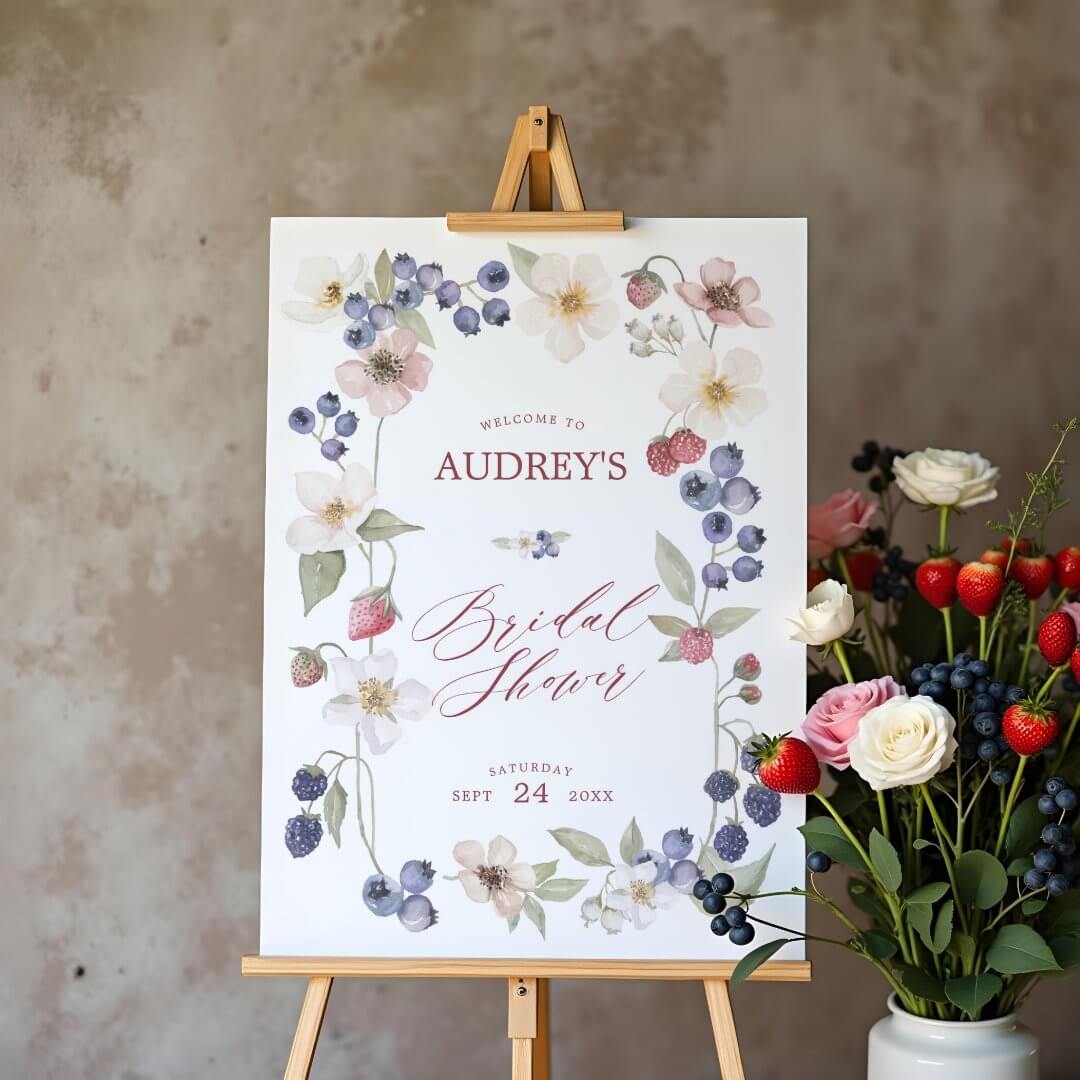 Berry Sweet Bridal Shower Wild Berries & Flowers Foam Board