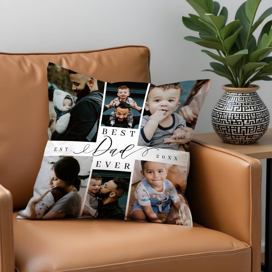 Best Dad Ever | Father's Day 8 Photo Collage Throw Pillow
