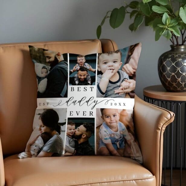 Best Daddy Ever | Father's Day 8 Photo Collage Throw Pillow
