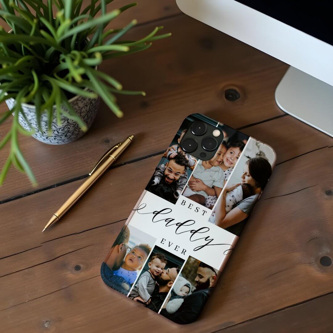 Best Daddy Ever Script Father's Day Photo Collage Case-Mate iPhone Case