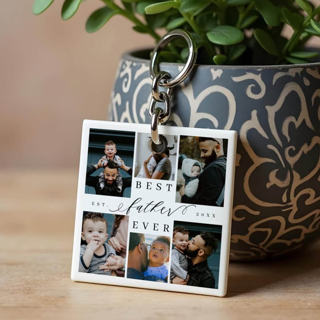 Best Father Ever | Father's Day 6 Photo Collage Keychain