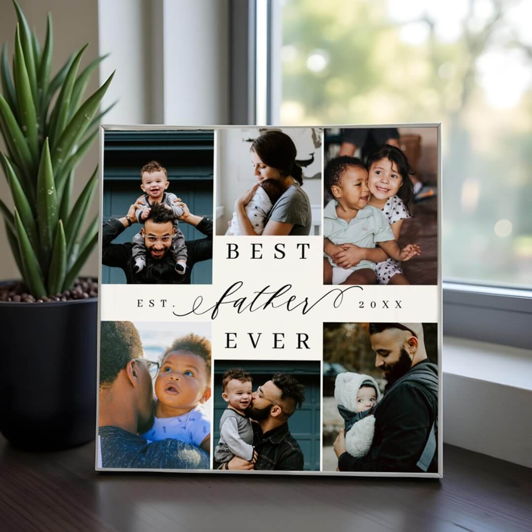 Best Father Ever | Father's Day 6 Photo Collage Plaque