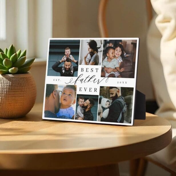 Best Father Ever | Father's Day 6 Photo Collage Plaque