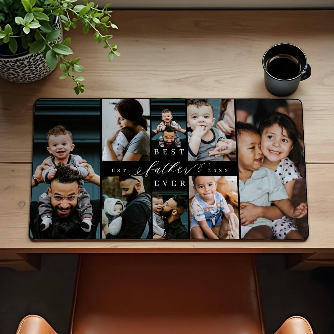 Best Father Ever | Father's Day 8 Photo Collage Desk Mat