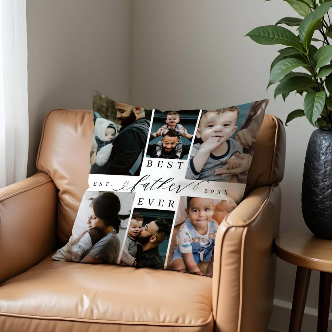 Best Father Ever | Father's Day 8 Photo Collage Throw Pillow
