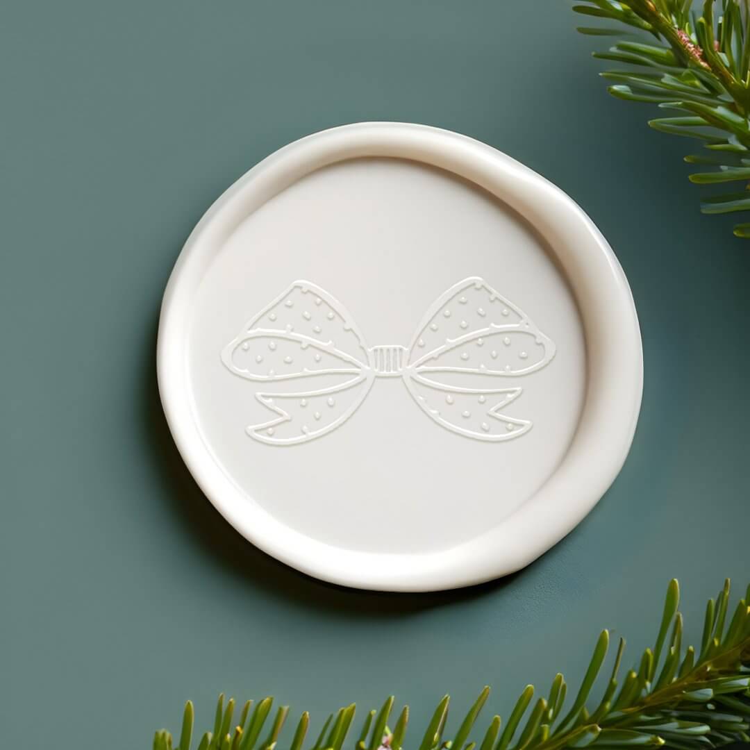 Chic Minimal Christmas Holiday Polka Dot Bow Wax Seal Sticker