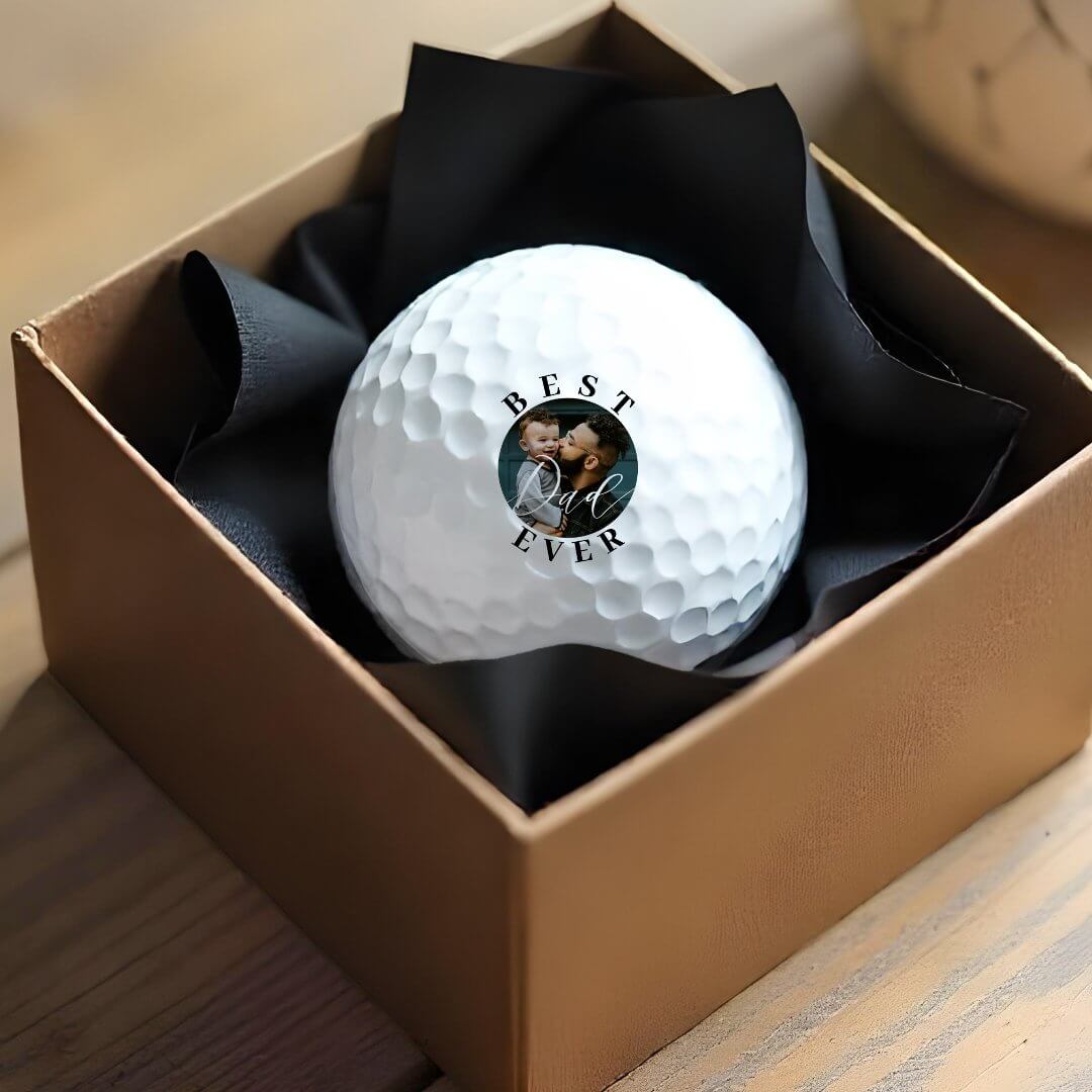 Elegant Best Dad Ever Script Father's Day Photo Golf Balls
