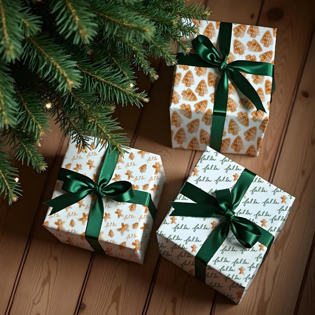 Fa La Watercolor Gingerbread Cookies Christmas Wrapping Paper Sheets