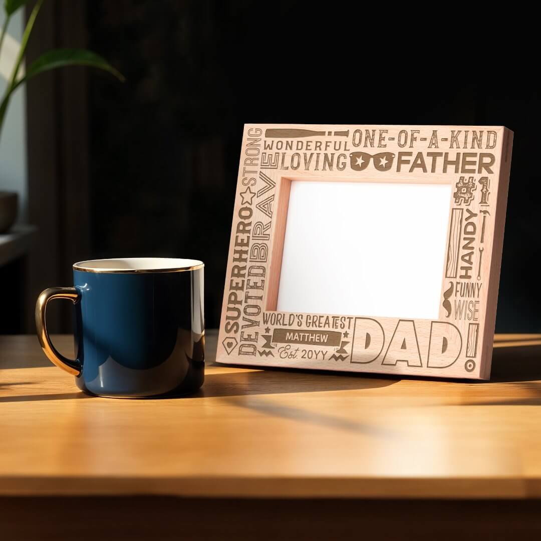 Fun Words For #1 Dad Gift for Fathers Day Keepsake Etched Frames