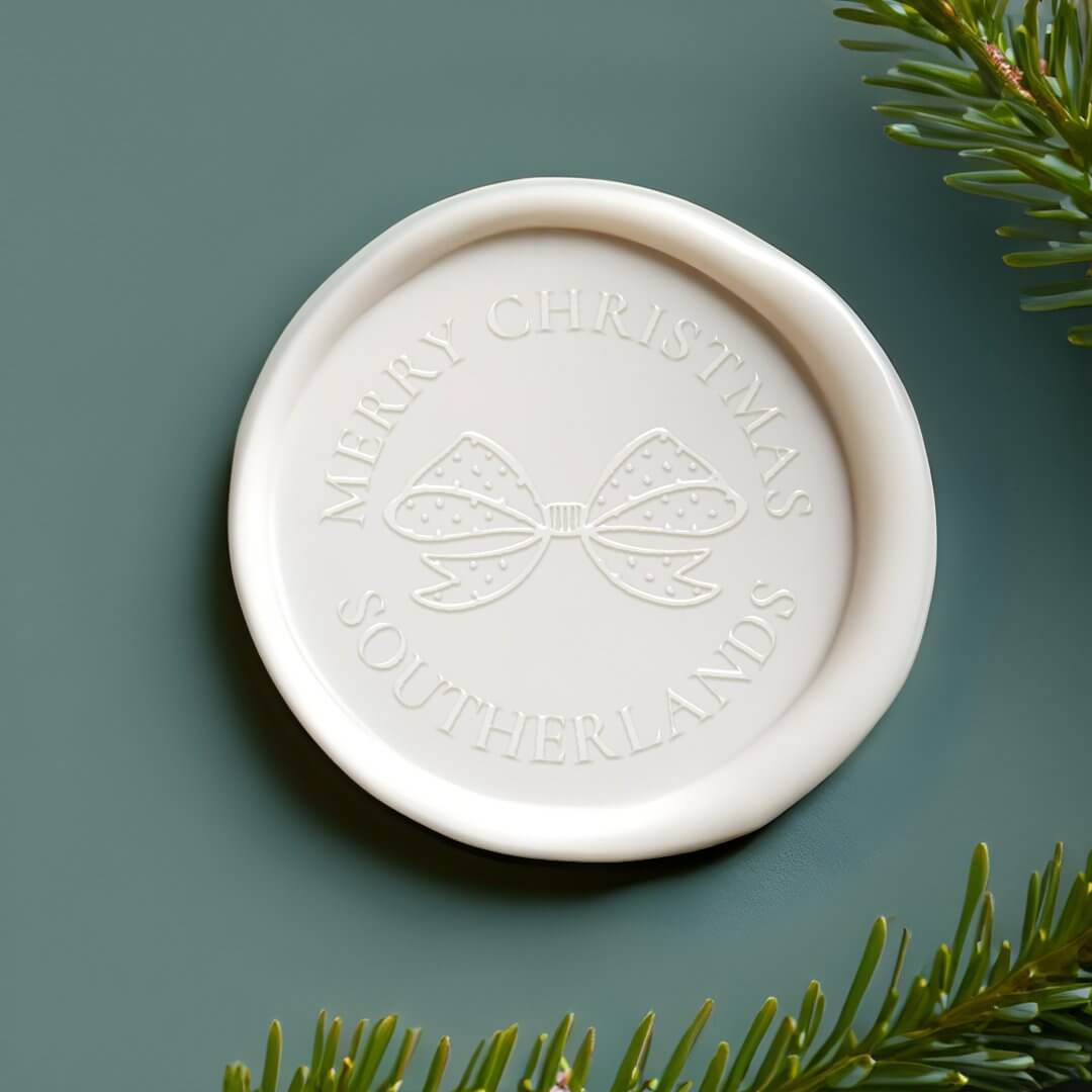 Merry Christmas Chic Holiday Polka Dot Bow Wax Seal Sticker