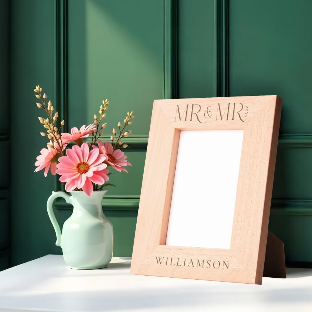 Minimal Mr & Mr Newlyweds Wedding Gift Keepsake Etched Frames