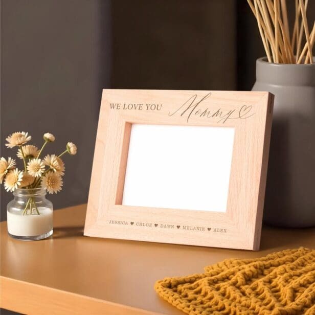 We Love You Mummy Script Heart Kids Names Keepsake Etched Frames