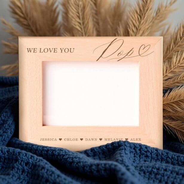 We Love You Pop Script Heart Kids Names Keepsake Etched Frames