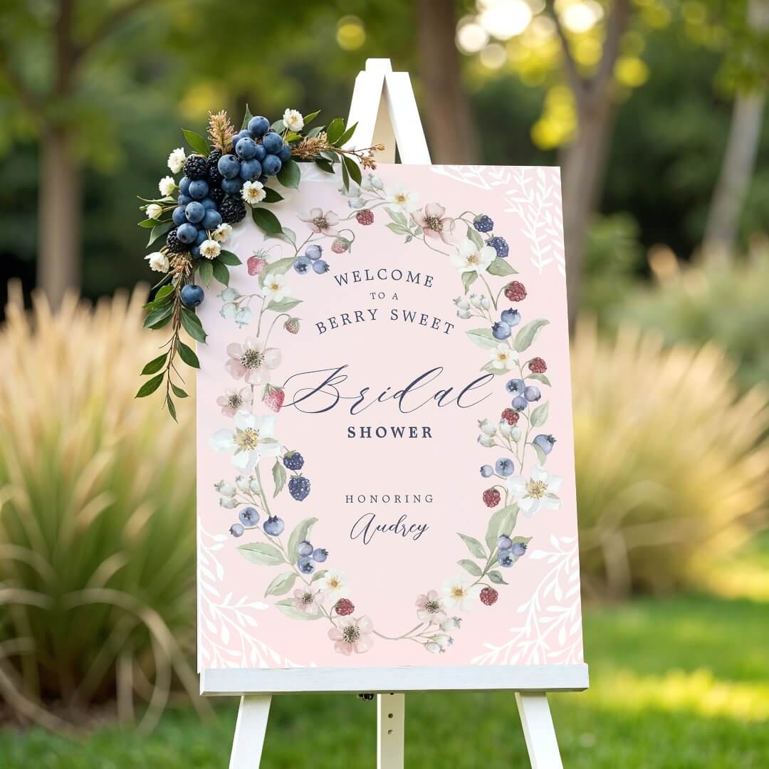 Berry Sweet Bridal Shower Berries Flowers Welcome Foam Board