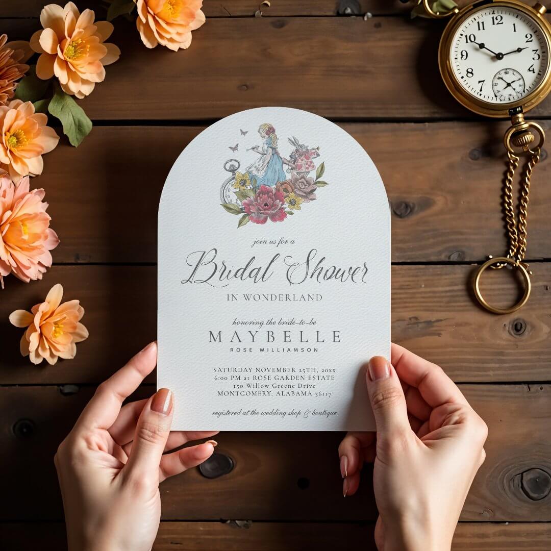 Bridal Shower Wonderland Vintage Alice Wonderland Arch Invitation