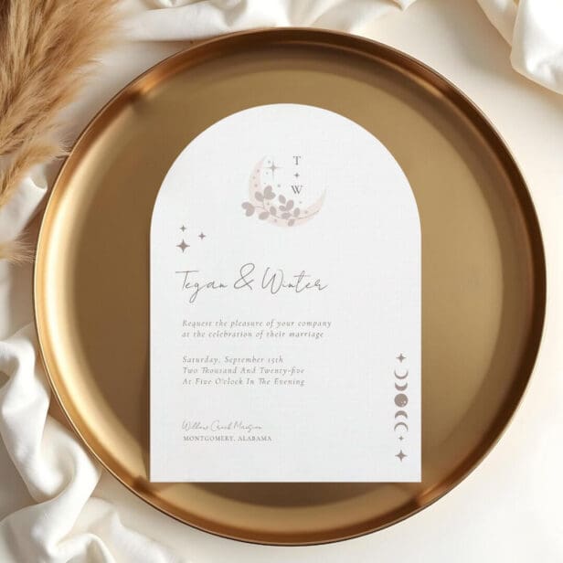 Minimal Celestial Holistic Boho Moon & Stars Arch Invitation