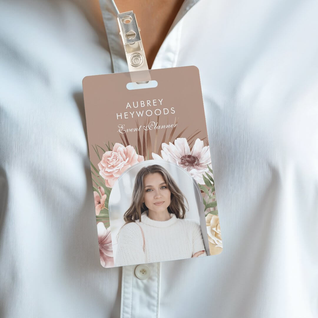 Modern Chic Bohemian Watercolor Florals Photo Arch Blush Pink Badge