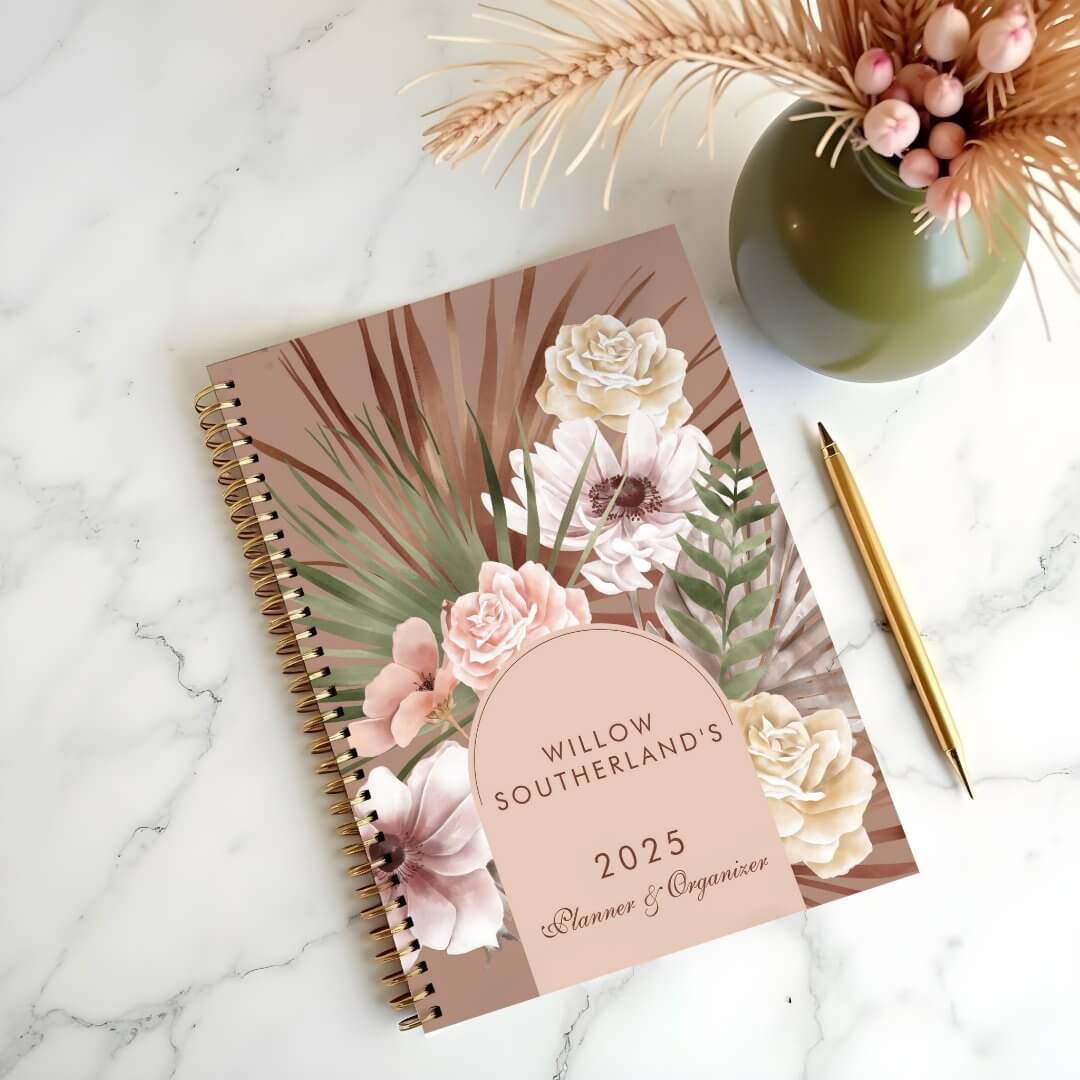 Modern Chic Bohemian Watercolor Florals Photo Arch Blush Pink Planner