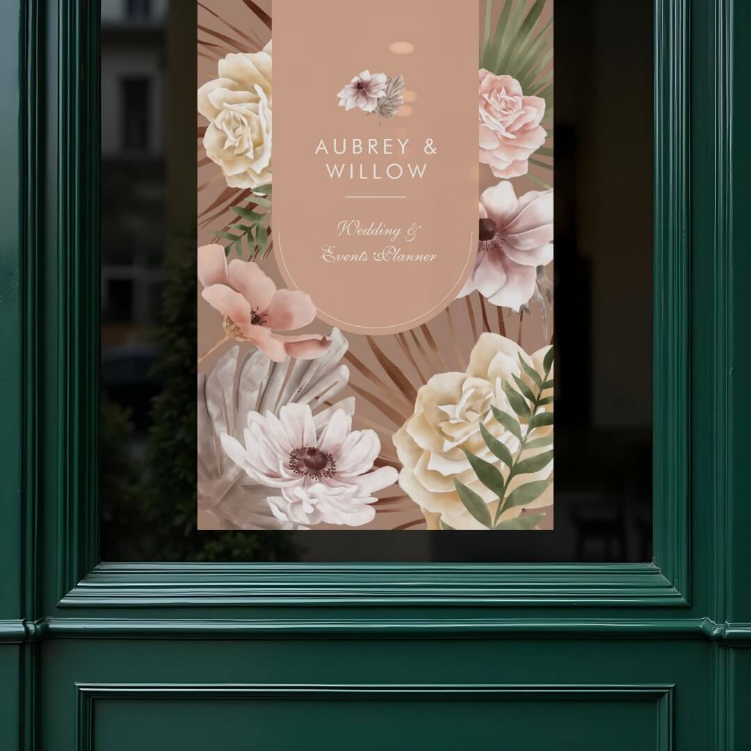 Modern Chic Bohemian Watercolor Florals Photo Arch Blush Pink Window Cling