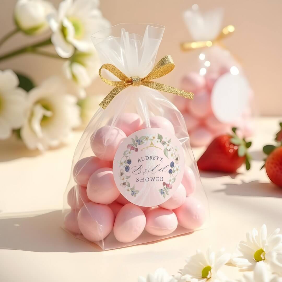 Berry Sweet Bridal Shower Dress Berries & Flowers Classic Round Sticker