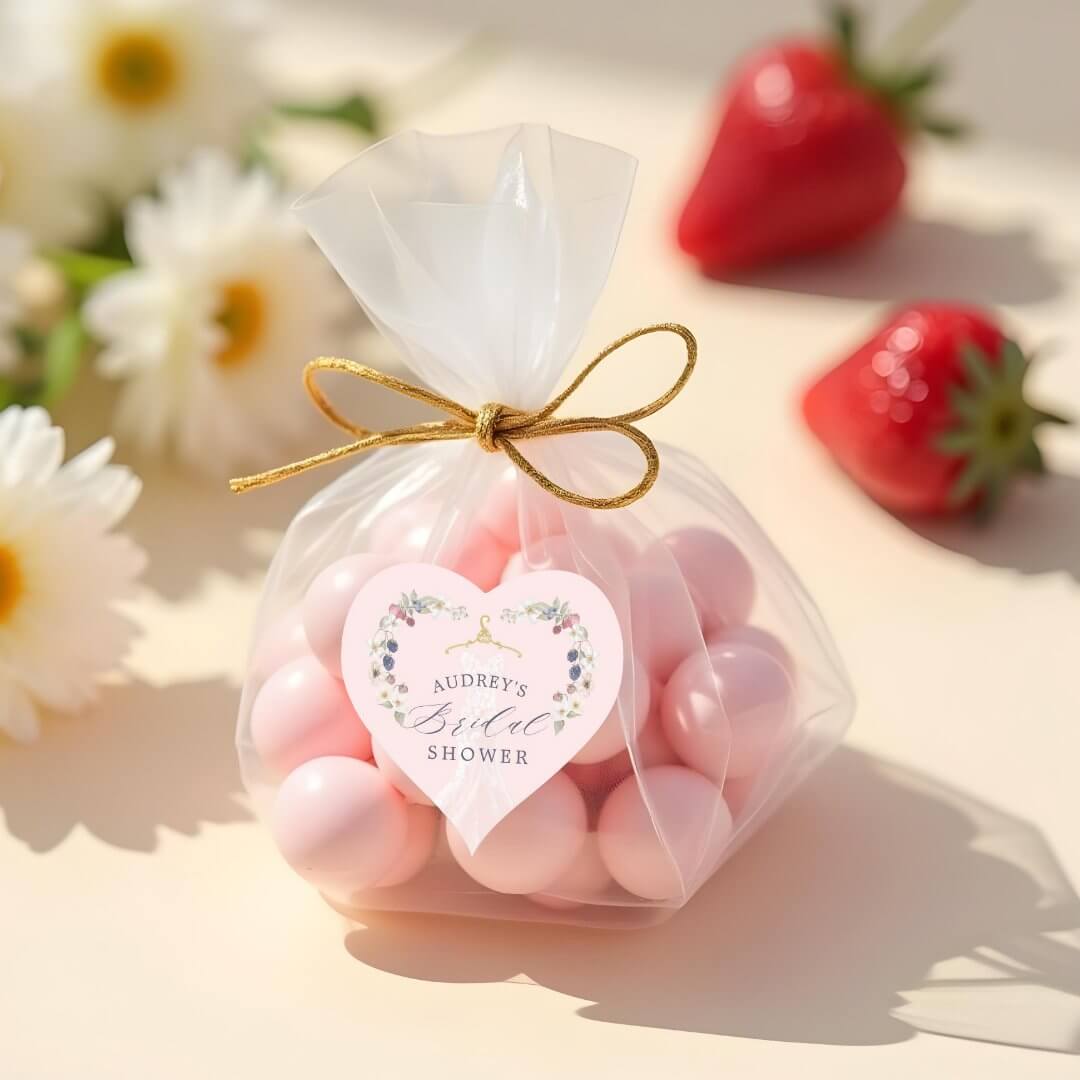 Berry Sweet Bridal Shower Dress Berries & Flowers Heart Sticker