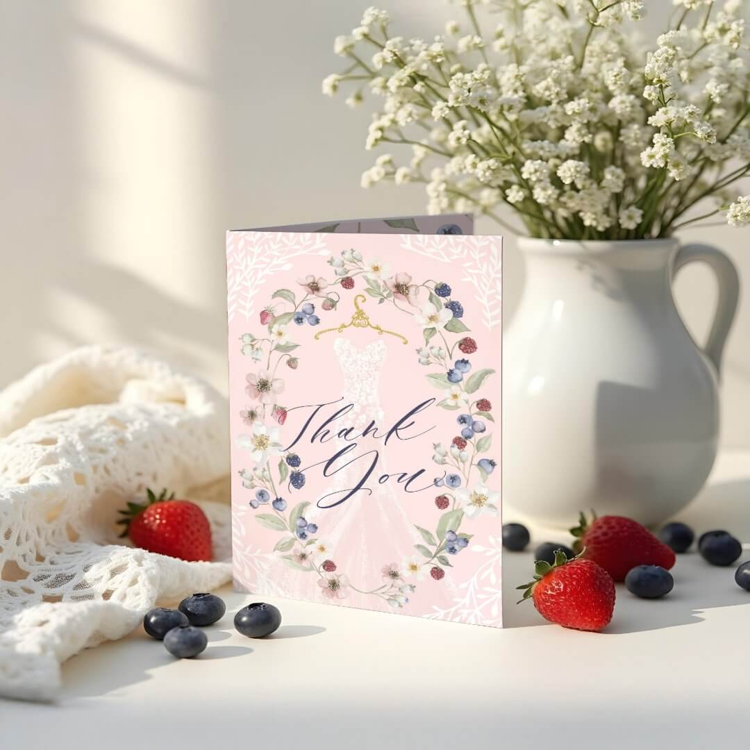 Berry Sweet Bridal Shower Wild Berries & Flowers Thank You Card