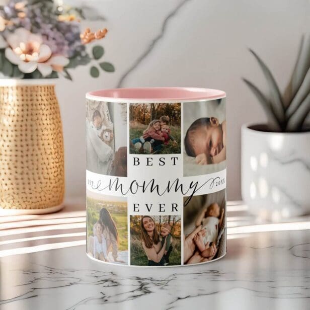 Best Mommy Ever | Mother's Day 8 Photo Collage Two-Tone Coffee Mug