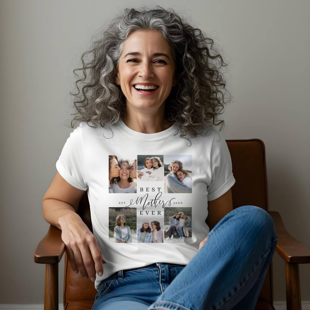 Best Mother Ever Elegant Script Photo Collage Tri-Blend Shirt