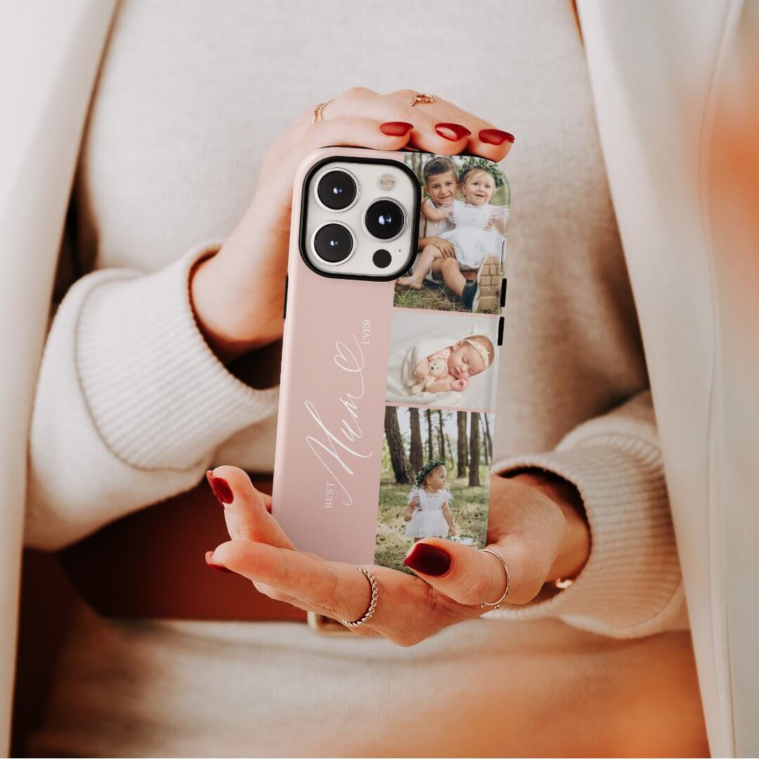 Best Mum Ever Script Mother's Day 3 Photo Collage Blush Case-Mate iPhone Case