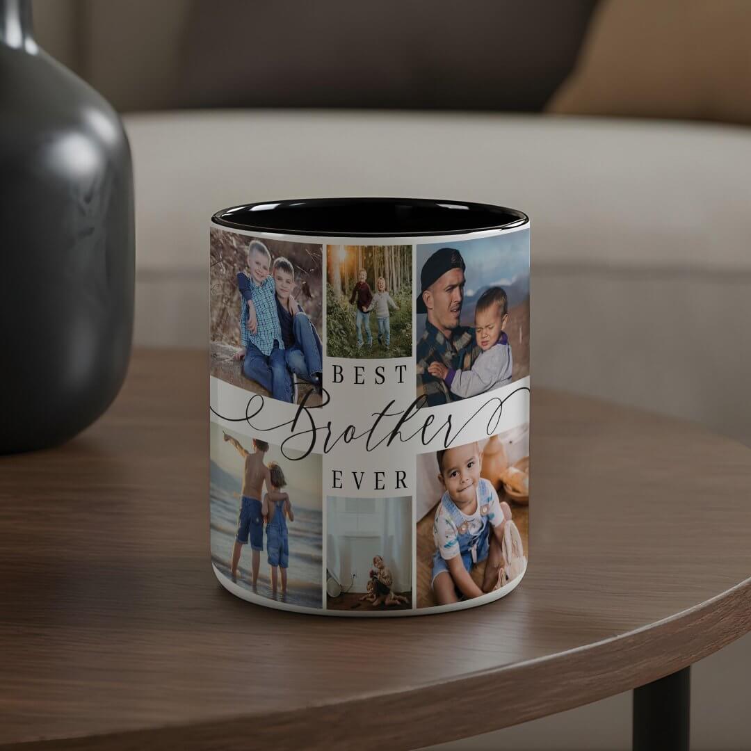 Best Brother Ever Photo Collage Keepsake Gift Two-Tone Coffee Mug