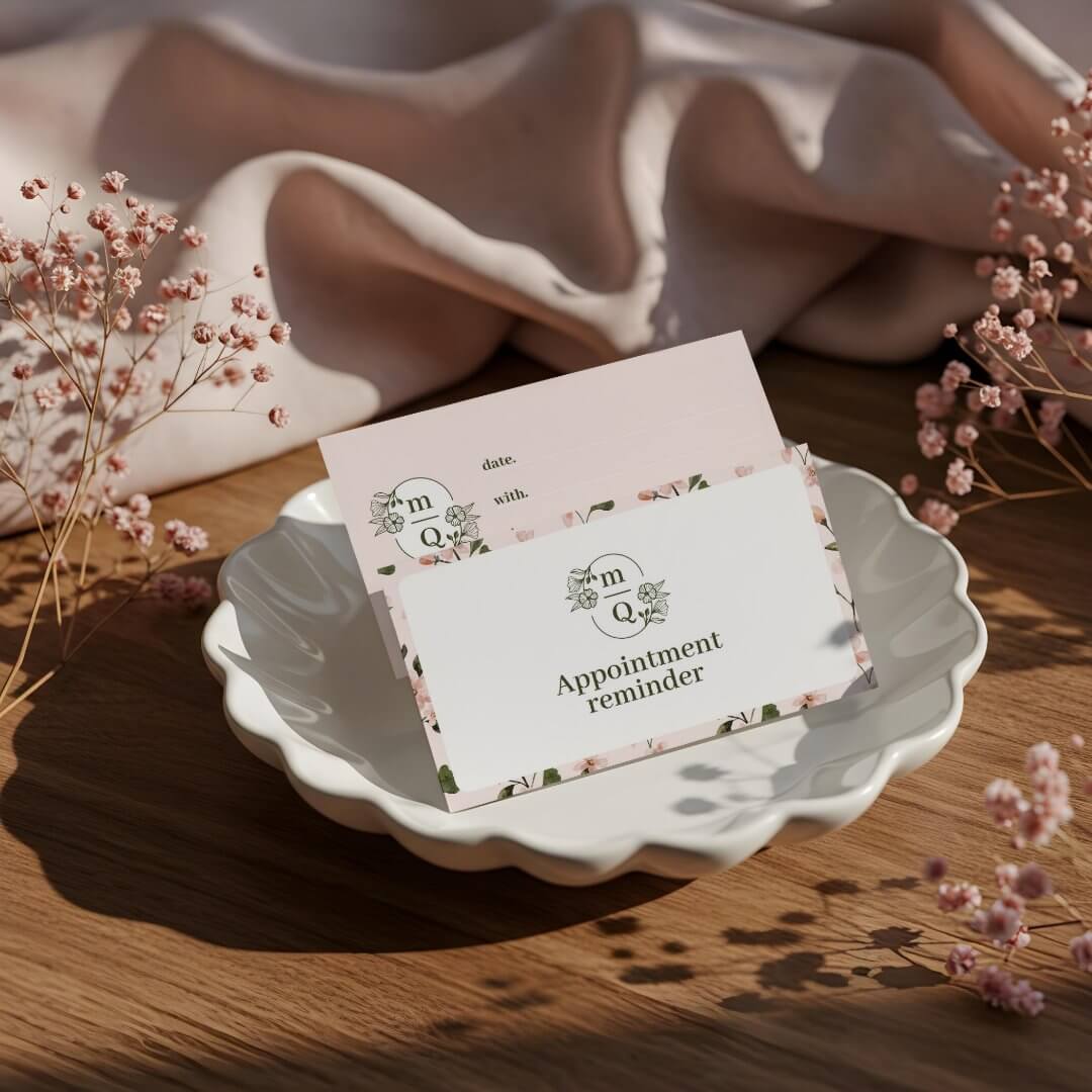 Chic Floral Watercolor Monogram Crest Logo Brand Appointment Card