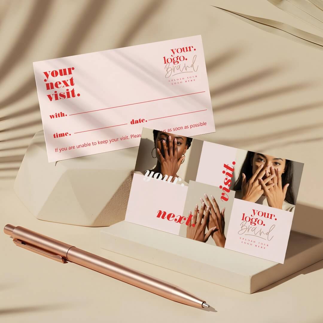 Chic Modern Minimal Logo Nail Salon Photo Collage Appointment Card