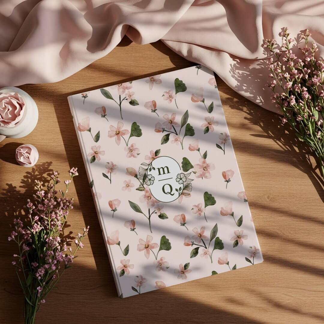 Elegant Botanical Monogram Logo Floral Watercolor 3 Ring Binder