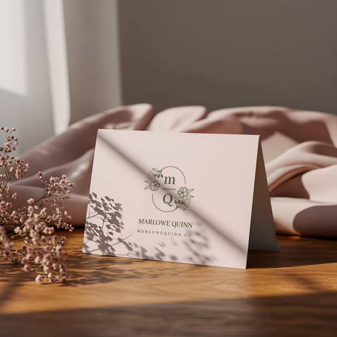 Elegant Botanical Monogram Logo Floral Watercolor Thank You Card