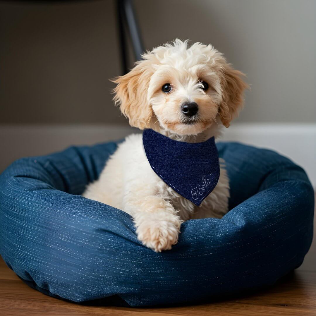 Faux Dark Denim Jean Texture Personalize Pet Bandana Collar