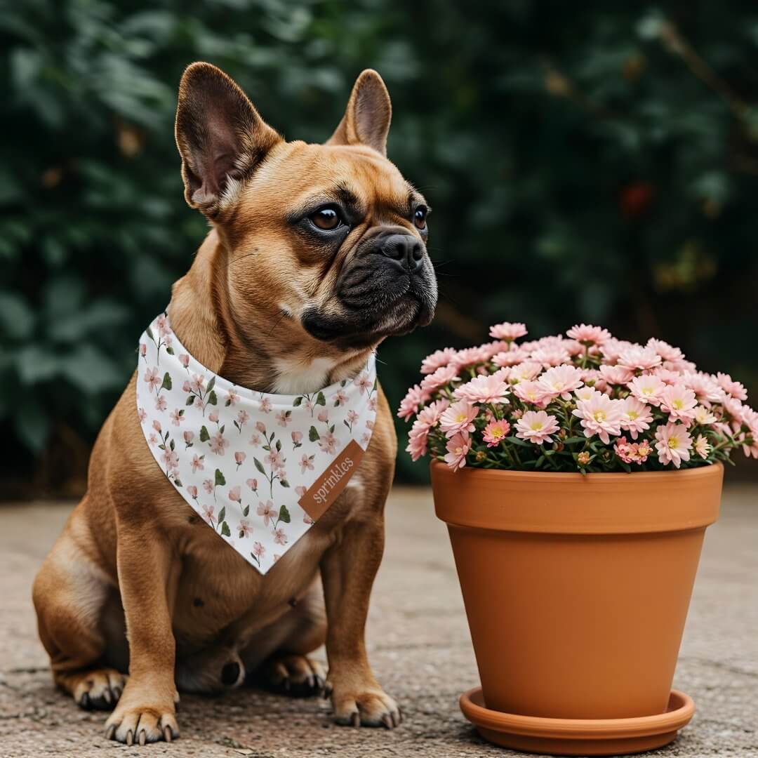 Hand Painted Blush Pink Floral Personalized Pet Bandana Collar