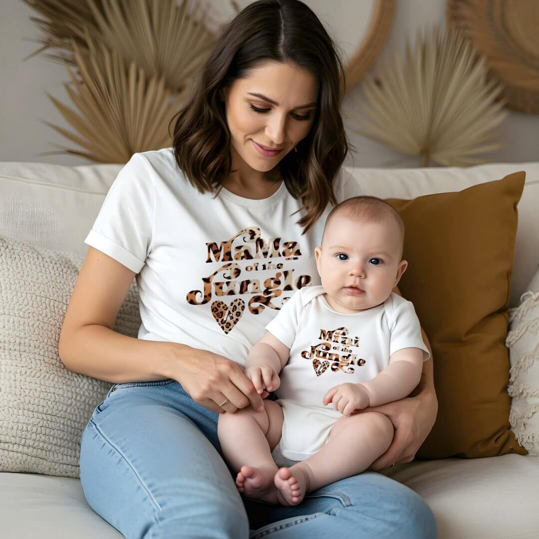 Mini of the Jungle Leopard Print Heart Monogram Baby Bodysuit