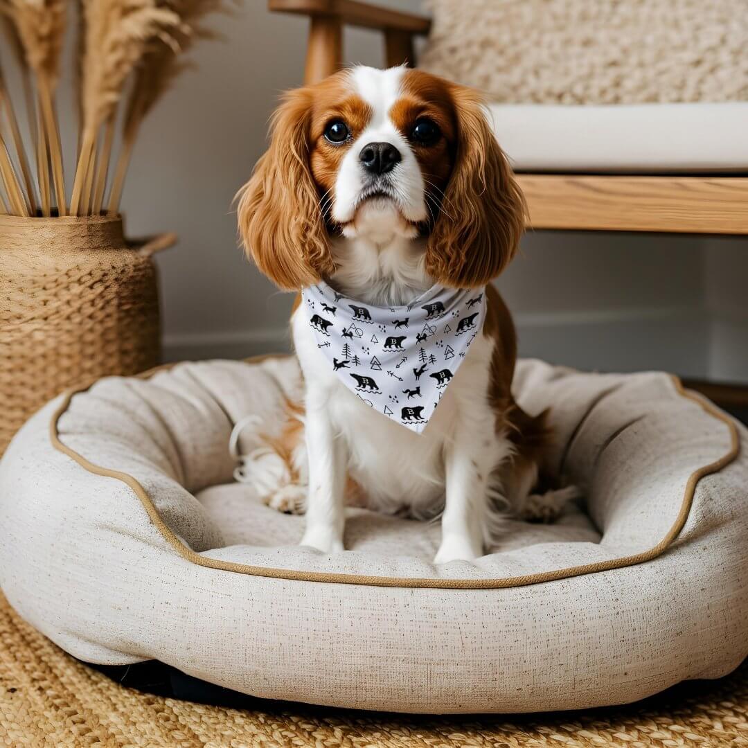 Minimal Outdoor Wilderness Forest Animals Monogram Pet Bandana Collar