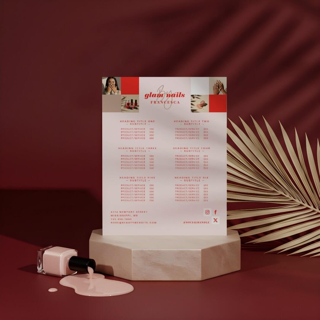 Modern Logo Nail Beauty Salon Service List Pedestal Sign