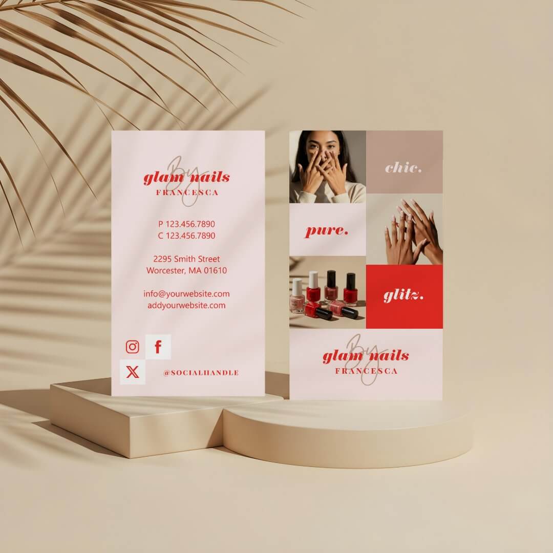 Modern Minimal Nail Salon Business Photo Collage Business Card