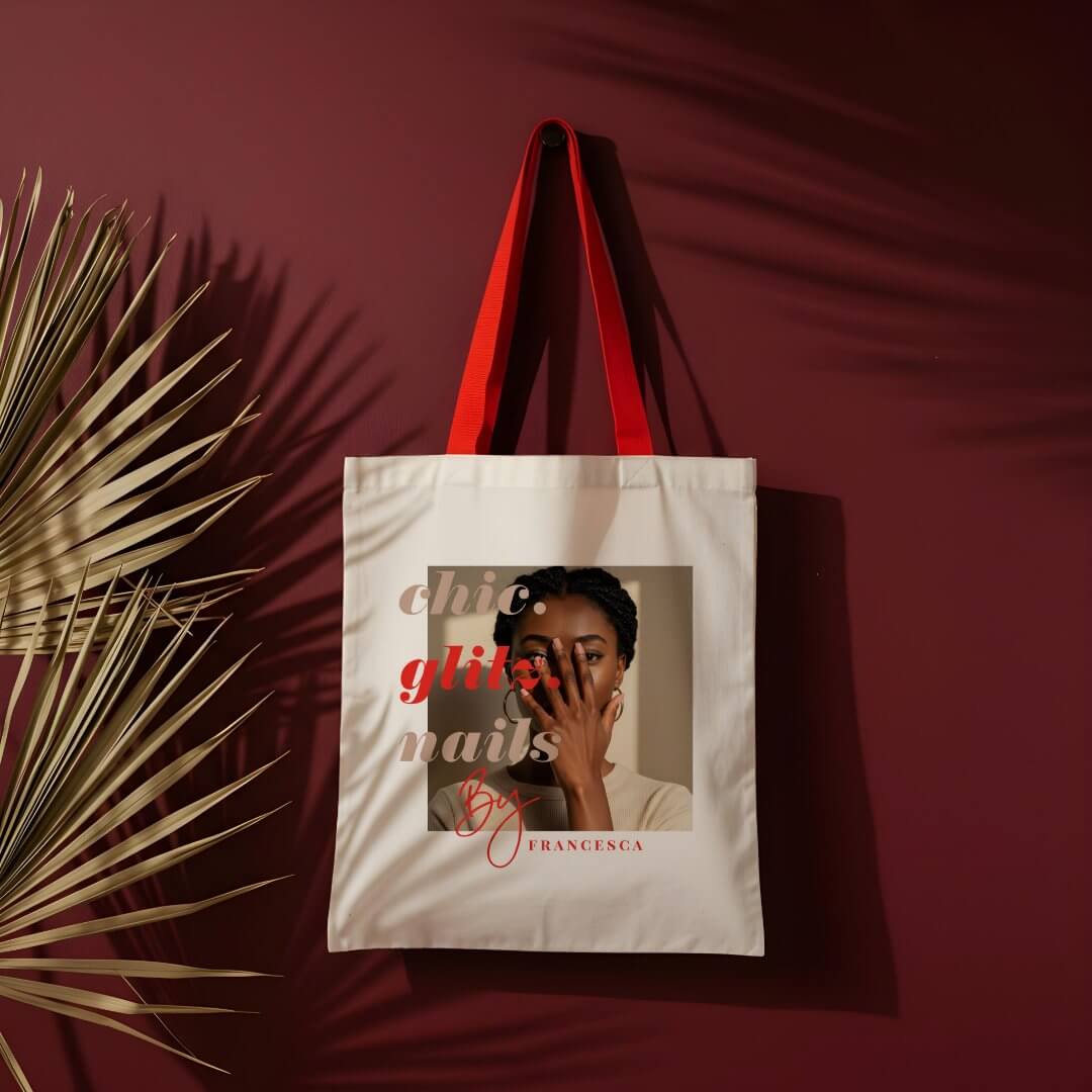 Modern Nail Salon Business Photo Social & QR Code Tote Bag