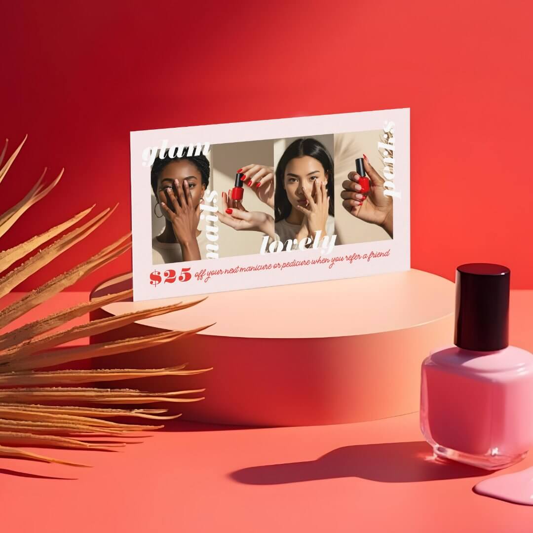 Refer A Friend Modern Bold Photo Collage Referral Business Card