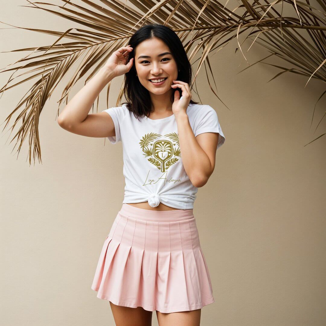 Retro Tropical Palm Tree Pickleball Bridal Shower Tri-Blend Shirt