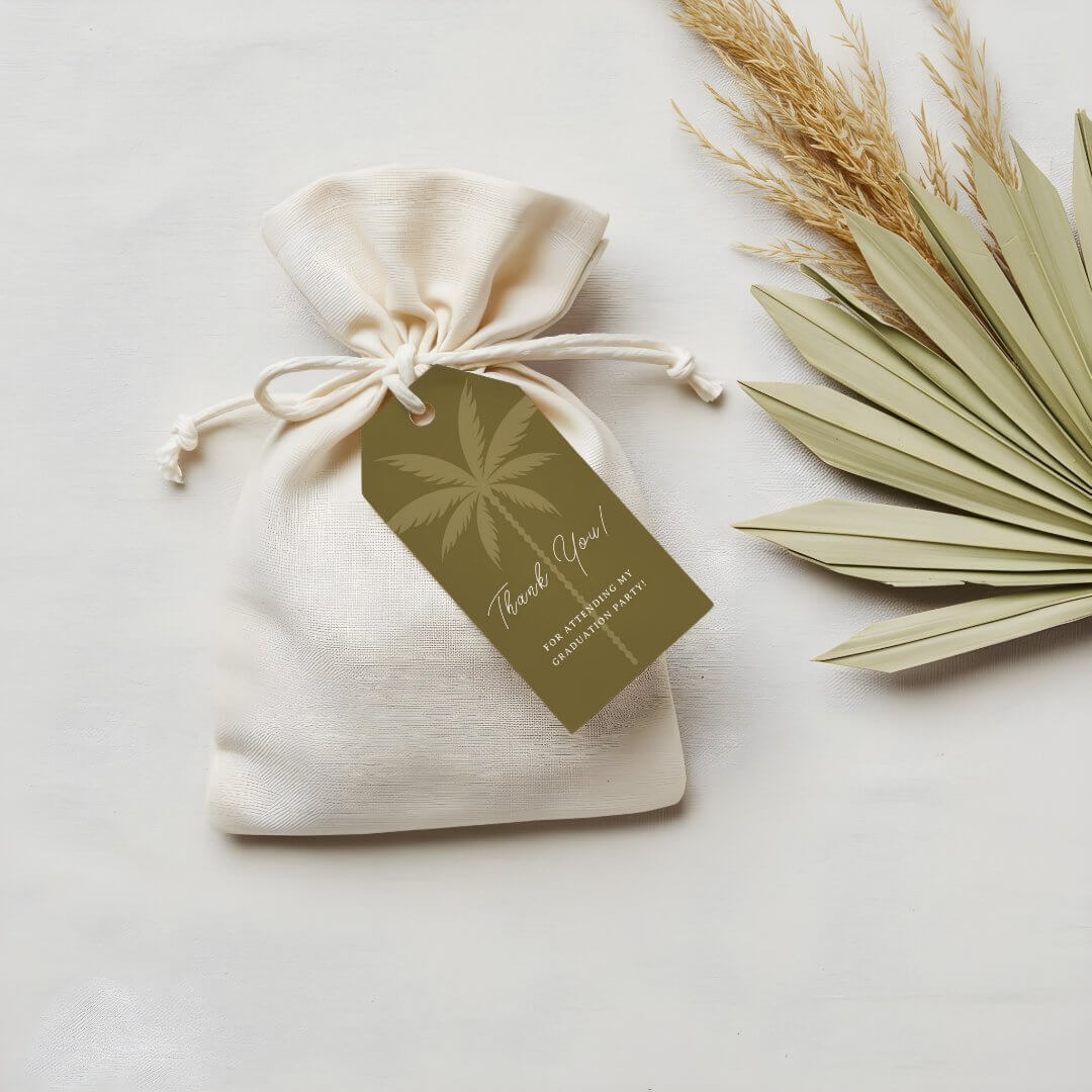 Boho Retro Tropical Palm Tree Graduation Thank You Gift Tags