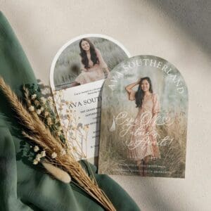 Elegant Caps Off Future Awaits! Graduation Photo Invitation