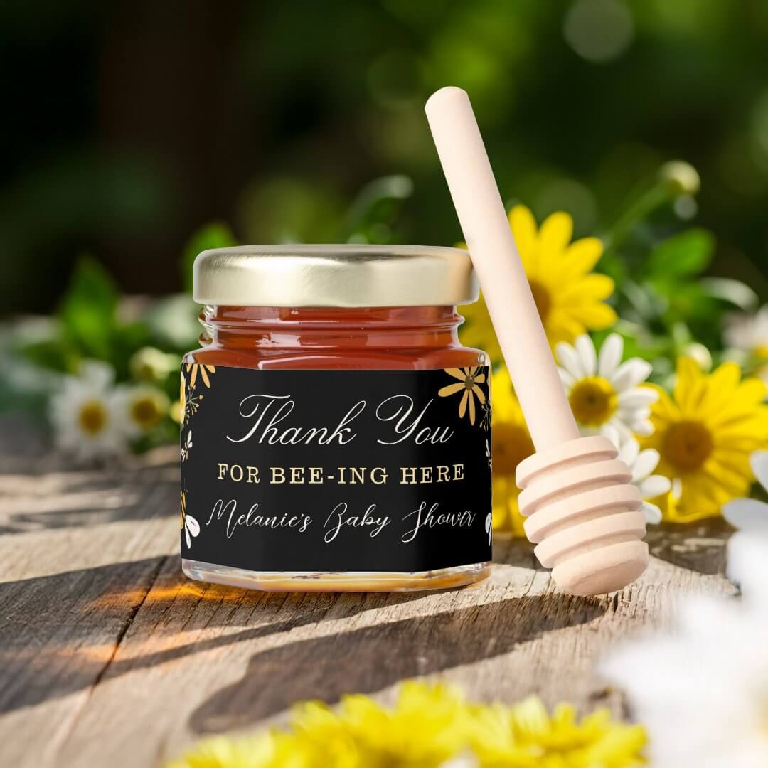 Floral Honey Baby Shower Thanks For Bee-ing Here Honey Jar Favors