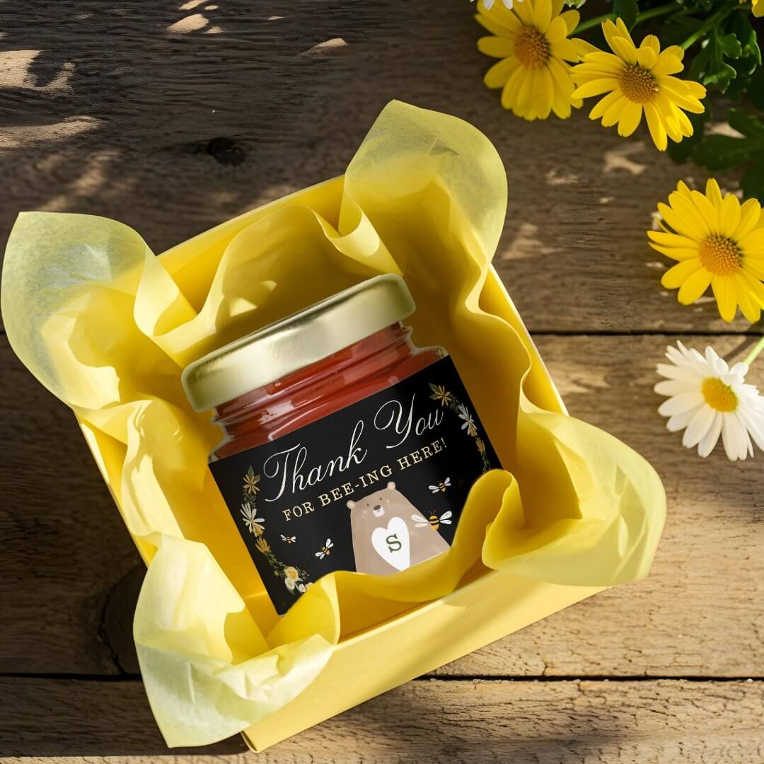 Floral Honey Bear Baby Shower Wildflowers & Bees Honey Jar Favors