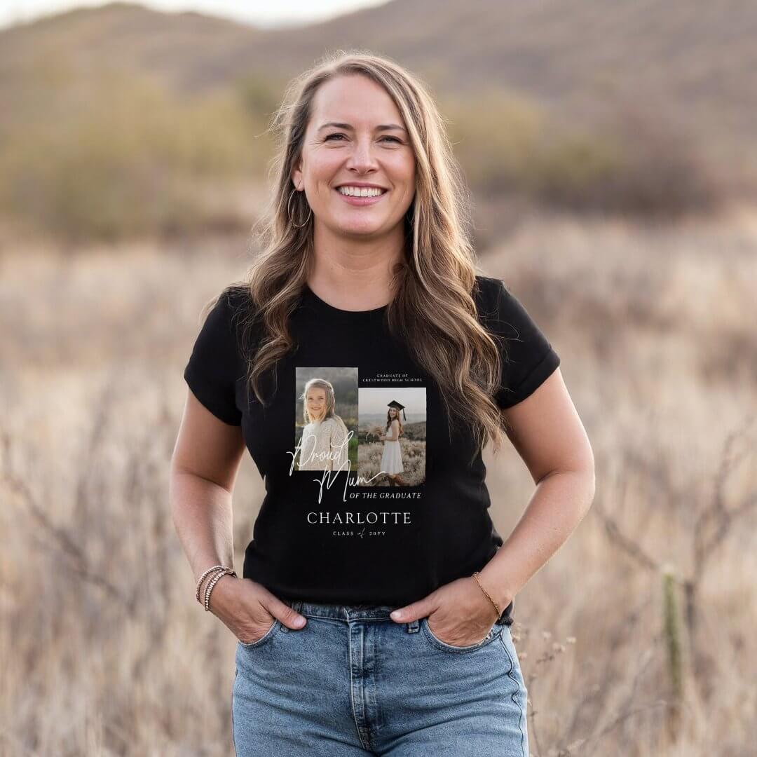 Proud Mum of the Graduate Script Photo Keepsake Tri-Blend Shirt