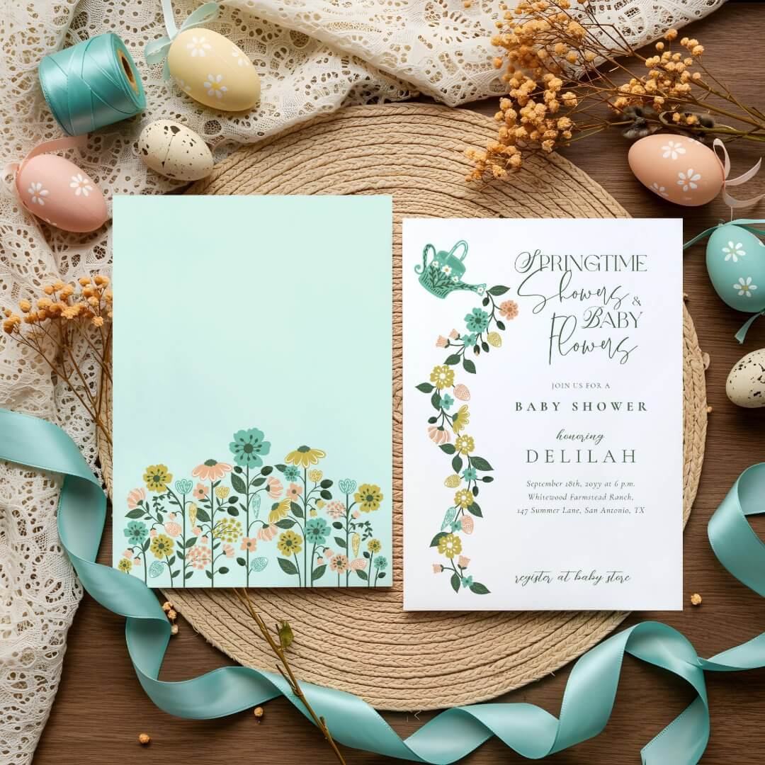 Springtime Baby in Bloom Easter Baby Shower It's Boy Invitation