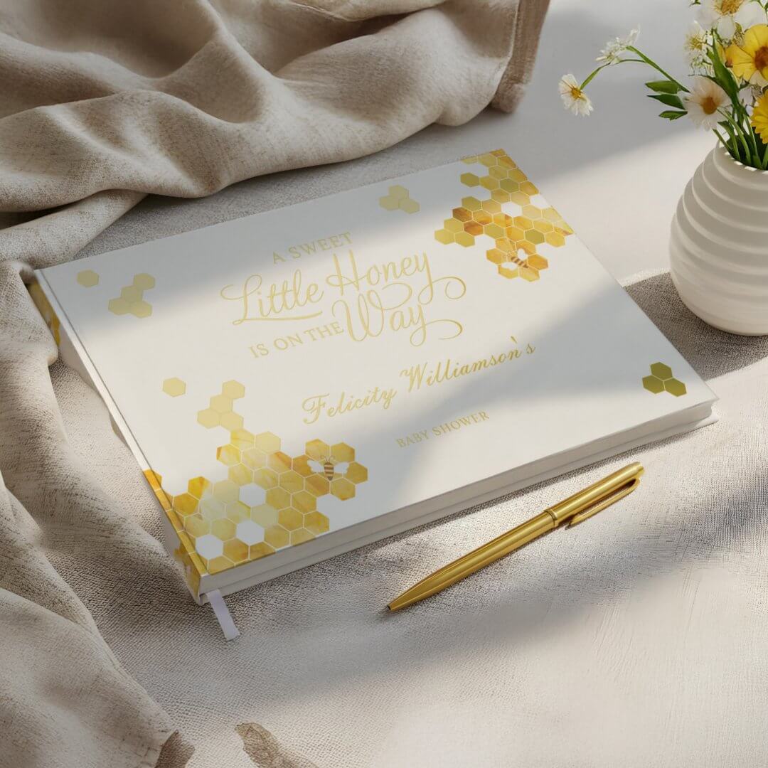 Sweet Little Honey On The Way Bee Baby Shower Foil Guest Book